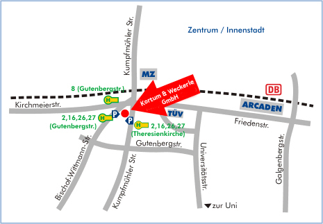 Anfahrtspaln zur Immobilienverwaltung Kortum & Weckerle GmbH Anfahrtspaln zur Immobilienverwaltung Kortum & Weckerle GmbH